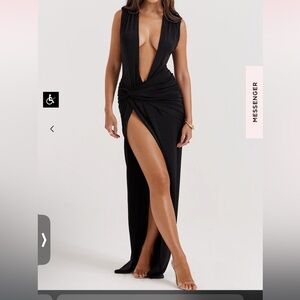 HOUSE OF CB LARELLE BLACK PLUNGE MAXI DRESS